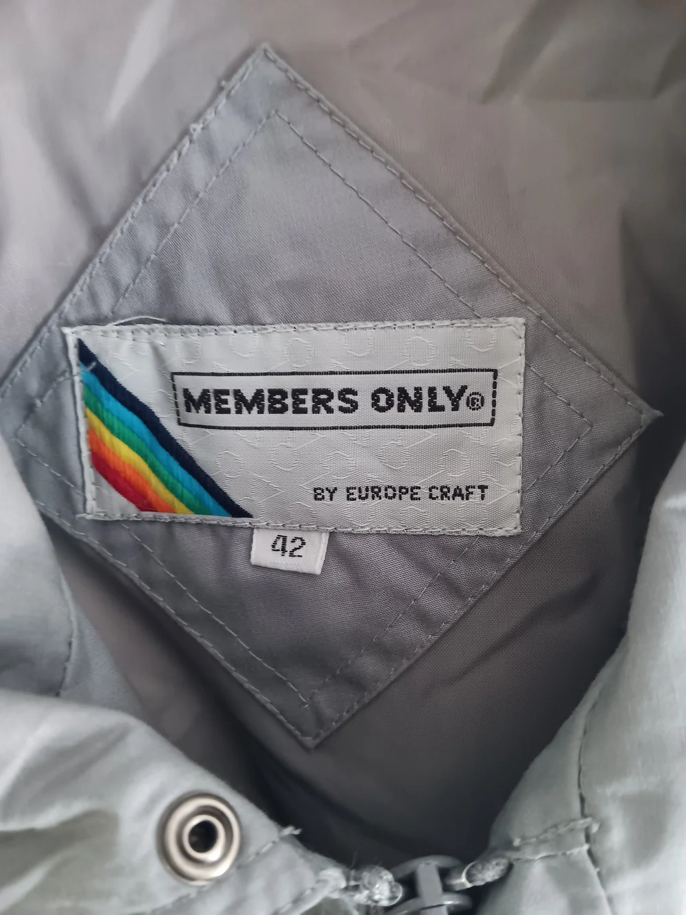 Vintage Members Only Jacket Mens 42 Large Gray Bomber Racer Cafe 90s